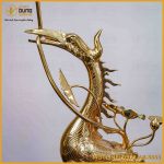 Hạc thờ đồng đỏ mạ vàng tĩnh điện cao 50cm