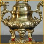 Đỉnh đồng chạm hoa sòi catut cao 45cm