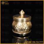 Chóe thờ chạm hoa sen bằng đồng catut cao 7cm