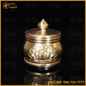 Chóe thờ chạm hoa sen bằng đồng catut cao 7cm