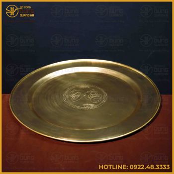 Mâm đồng vàng chữ Đức đường kính 60cm nặng 3,1kg
