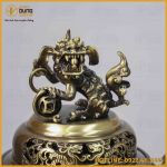 Đỉnh song long chầu nguyệt đồng vàng hai công nghệ cao 45cm