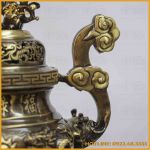 Đỉnh song long chầu nguyệt đồng vàng hai công nghệ cao 45cm