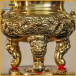 Đỉnh song long chầu nguyệt bằng đồng catut cao 50cm