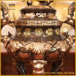Bộ ngũ sự đồng đỏ cạo màu cao 60cm