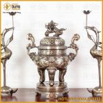 Bộ tam sự hạc đỉnh chạm song long khảm tam khí
