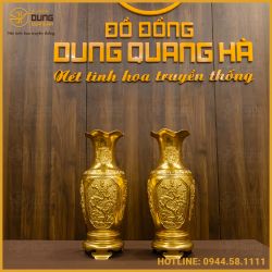 Lọ hoa đồng đỏ dát vàng đầy đủ kích thước