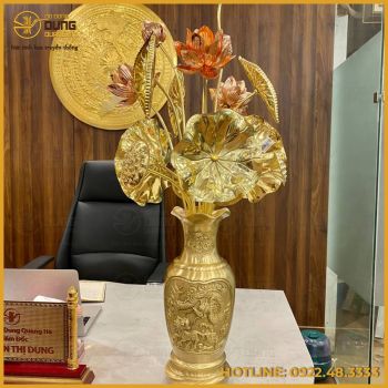 Bó sen 14 cành bằng đồng vàng làm màu