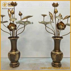 Bó hoa sen đồng vàng chế tác tinh xảo