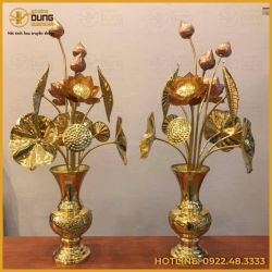 Bó sen 12 cành bằng đồng vàng