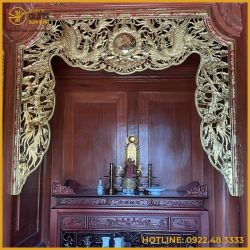 Bộ cửa võng song phụng chầu nguyệt bằng đồng vàng