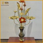Bó sen 10 cành bằng đồng vàng làm màu tinh xảo