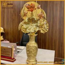 Bó sen 14 cành bằng đồng vàng làm màu