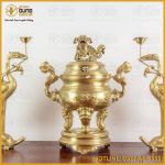 Bộ tam sự hạc chạm họa tiết dơi đồng catut