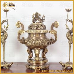 Bộ tam sự hạc đồng vàng hai công nghệ đỉnh chạm song long