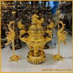 Bộ tam sự hạc song long chầu nguyệt mạ vàng cao cấp
