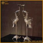 Hạc thờ đồng vàng hun cao 60cm