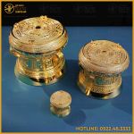 Tổng hợp quả trống đồng vàng mạ vàng đầy đủ kích thước