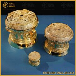 Tổng hợp quả trống đồng vàng mạ vàng đầy đủ kích thước