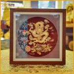 Quà tặng tranh rồng dát vàng kích thước 30x30cm