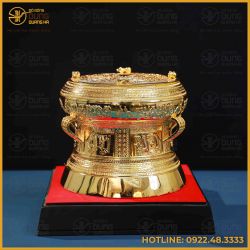 Quà tặng trống đồng vàng mạ vàng đường kính 25cm