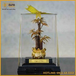 Quà tặng cây trúc đồng vàng mạ vàng kích thước 17x22cm