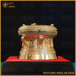 Quà tặng trống đồng mạ vàng đường kính 20cm