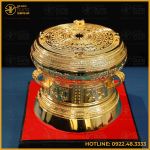 Quà tặng trống đồng vàng mạ vàng đường kính 25cm