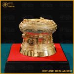 Quà tặng trống đồng mạ vàng đường kính 20cm