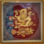 Quà tặng tranh rồng dát vàng kích thước 30x30cm