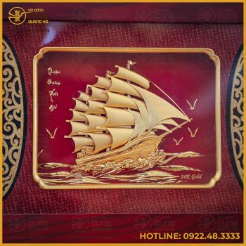 Tranh thuận buồm xuôi gió dát vàng kích thước 27x34cm
