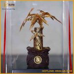 Quà lưu niệm cây kim tiền thân thẳng đồng vàng mạ vàng cao 22cm
