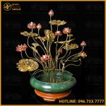 Chậu hoa sen bằng đồng 23 bông cao 70cm