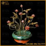 Chậu hoa sen bằng đồng 23 bông cao 70cm