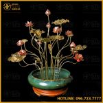Chậu hoa sen bằng đồng 23 bông cao 70cm