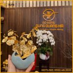 Quà tặng chậu hoa lan bằng đồng mạ vàng
