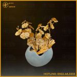 Quà tặng chậu hoa lan bằng đồng mạ vàng