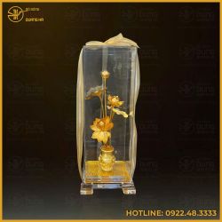 Quà tặng hoa sen bằng đồng mạ vàng tinh xảo