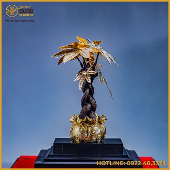 Quà tặng cây kim tiền mạ vàng tạo hình độc đáo