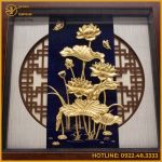Tranh lưu niệm hoa sen bằng đồng mạ vàng cao cấp