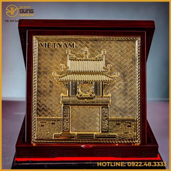 Tranh Khuê Văn Các bằng đồng mạ vàng