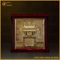 Tranh Khuê Văn Các bằng đồng mạ vàng