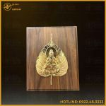 Tranh lá bồ đề bằng đồng mạ vàng cao cấp