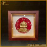 Tranh thuyền buồm mạ vàng kích thước 20x20cm