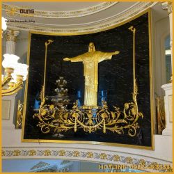 Tranh chúa Giesu giang tay bằng đồng vàng nền đen