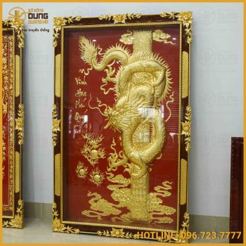 Tranh vinh hoa phú quý dát vàng nền đỏ