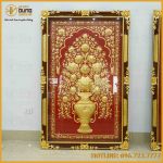 Tranh chỉ vàng Dubai nền đỏ cao cấp
