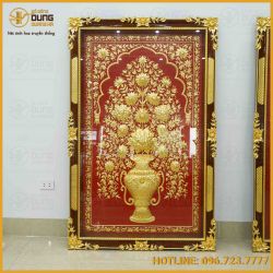 Tranh chỉ vàng Dubai nền đỏ cao cấp