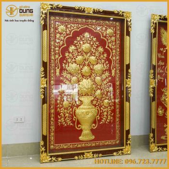 Tranh chỉ vàng Dubai nền đỏ cao cấp