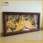 Tranh vinh hoa phú quý bằng đồng dát vàng nền đen